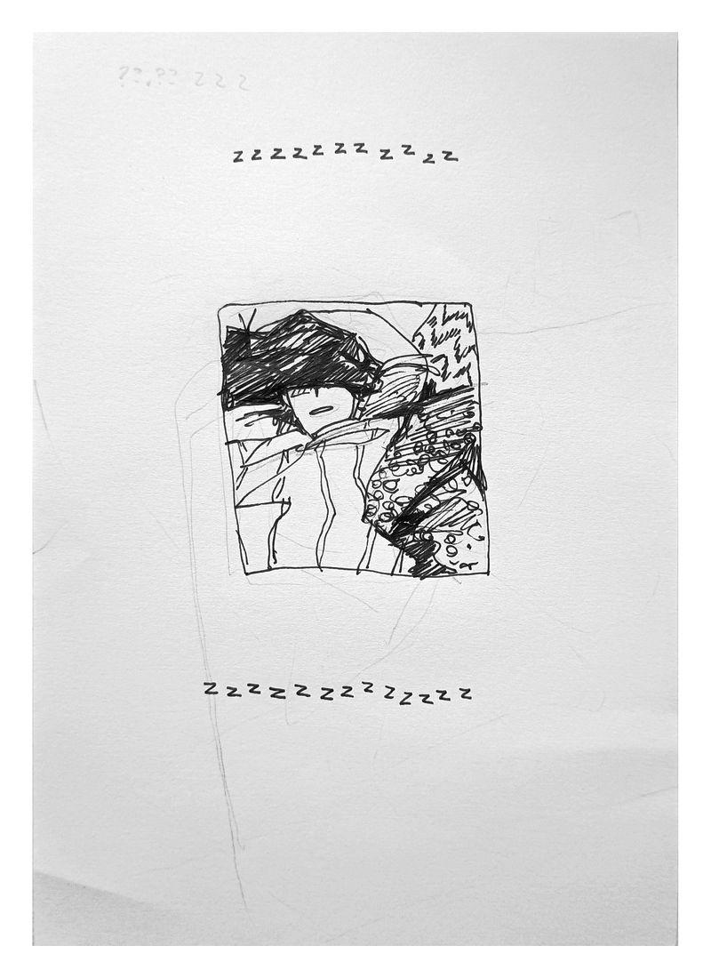 No timestamp. I am sleeping in a heap of blankets. Text reads. 'zzzzzzzzzzz zzzzzzzzzzzzz'