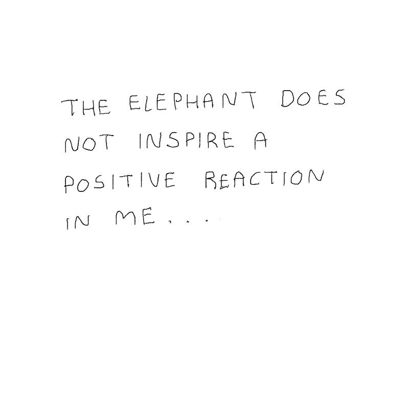 The elephant does not inspire a positive reaction in me..