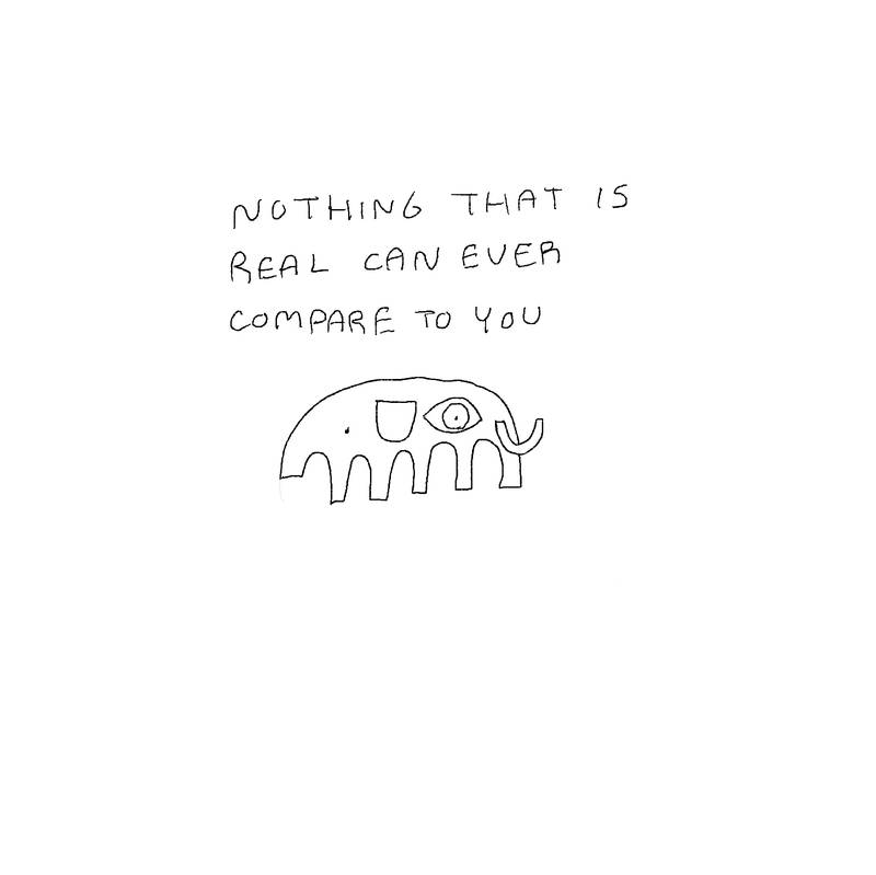Same elephant with the eye. Text: Nothing that is real can ever compare to you